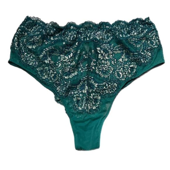 Victorias Secret Dream Angels High Waist Cheeky Metallic lace panty Green Medium - Picture 3 of 3